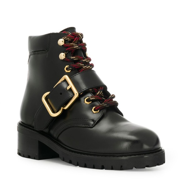 Sandro Shoes | New Sandro Combat Boots Lace Up Buckle Black Leather 38 | Color: Black | Size: 38eu | Pm-93926310's Closet